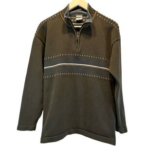 Columbia men's‎ green Fleece Lined 1/4 Zip Sweater Rustic Fair Isle